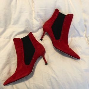 Zara Red suede booties